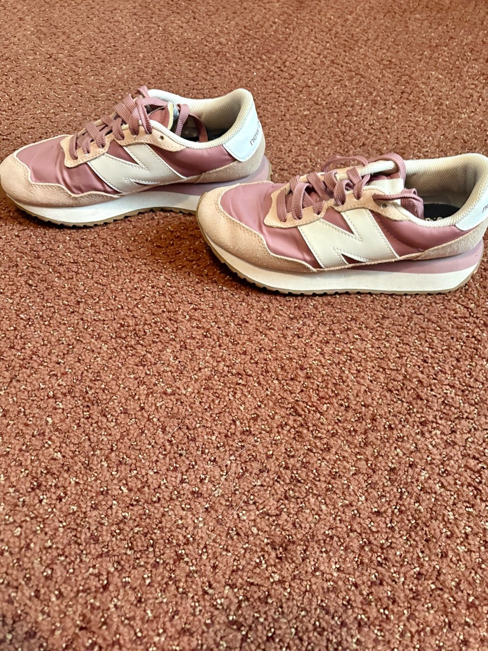 New Balance Women's Pink and Cream Running Sneakers